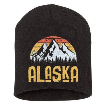 Vintage Retro Alaska U.S. Mountains Glacier Short Acrylic Beanie