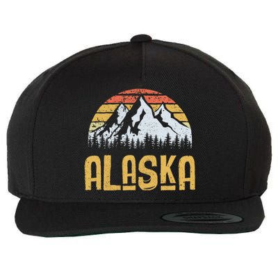 Vintage Retro Alaska U.S. Mountains Glacier Wool Snapback Cap