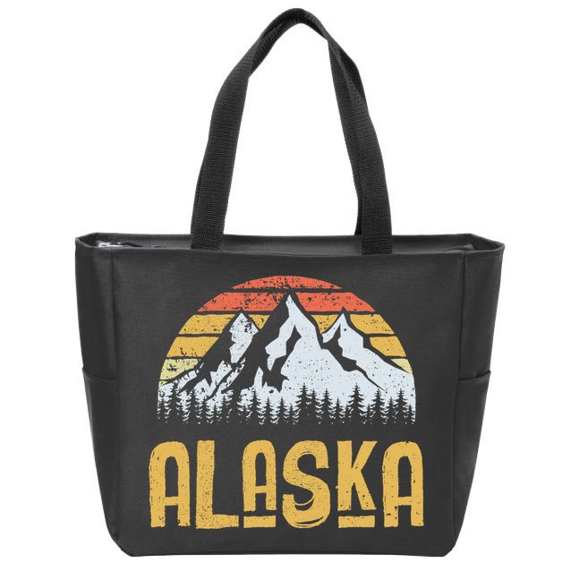Vintage Retro Alaska U.S. Mountains Glacier Zip Tote Bag