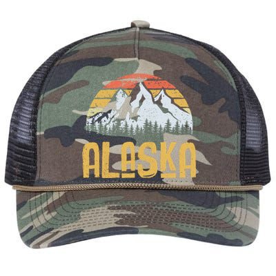 Vintage Retro Alaska U.S. Mountains Glacier Retro Rope Trucker Hat Cap