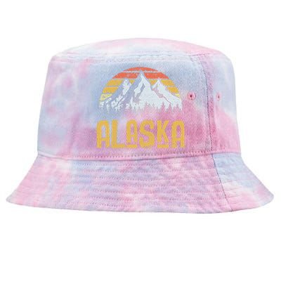 Vintage Retro Alaska U.S. Mountains Glacier Tie-Dyed Bucket Hat