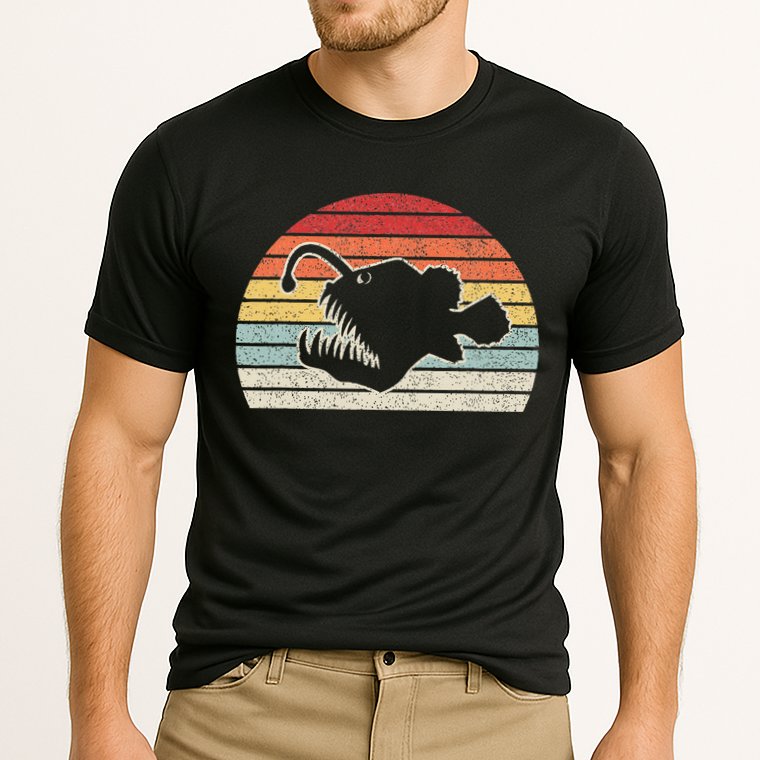 Vintage Retro Angler Fish Cooling Performance Crew T-Shirt