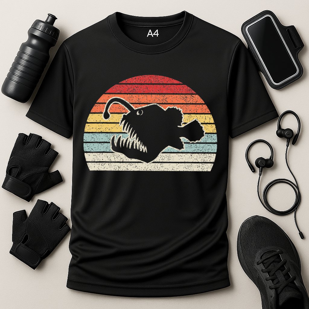 Vintage Retro Angler Fish Cooling Performance Crew T-Shirt