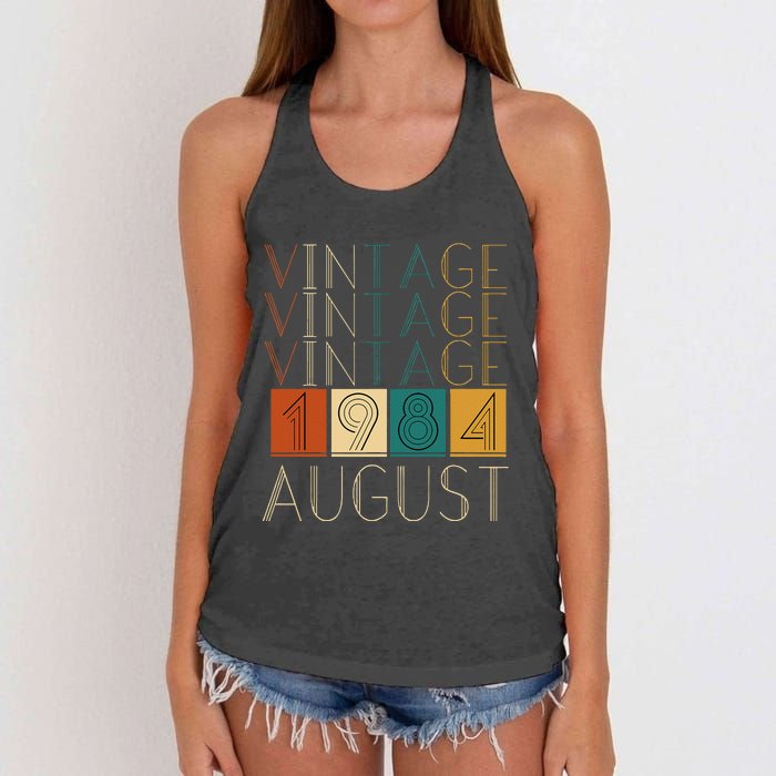 Vintage Retro August 1984 Women's Knotted Racerback Tank