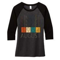 Vintage Retro August 1984 Women's Tri-Blend 3/4-Sleeve Raglan Shirt