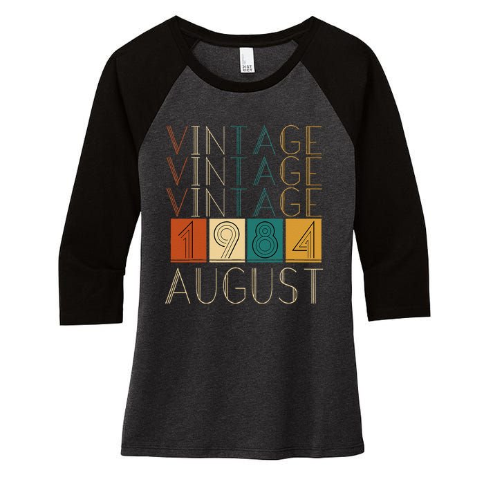 Vintage Retro August 1984 Women's Tri-Blend 3/4-Sleeve Raglan Shirt