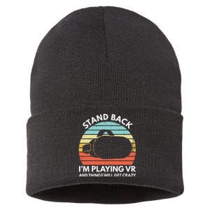 Virtual Reality Athlete Funny VR Gamer Saying Sustainable Knit Beanie