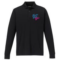 Vintage Rock And Roll Girl Performance Long Sleeve Polo