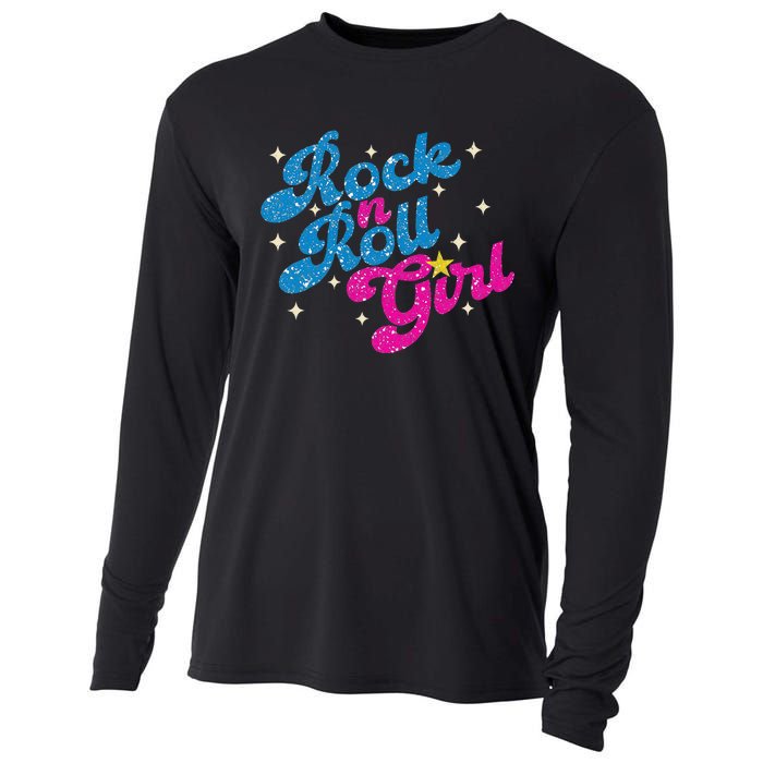 Vintage Rock And Roll Girl Cooling Performance Long Sleeve Crew