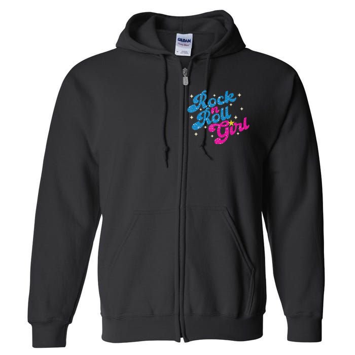 Vintage Rock And Roll Girl Full Zip Hoodie