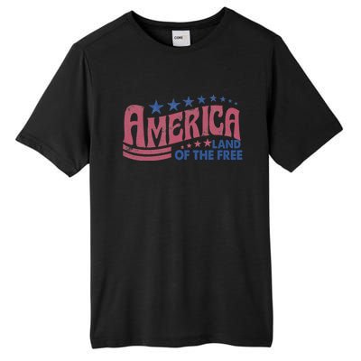 Vintage Retro America Land Of The Free Happy 4th Of July Meaningful Gift Tall Fusion ChromaSoft Performance T-Shirt