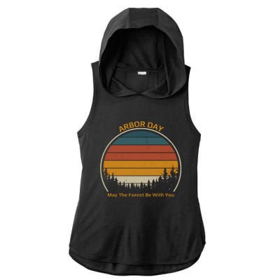 Vintage Retro Arbor Day Ladies PosiCharge Tri-Blend Wicking Draft Hoodie Tank