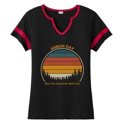 Vintage Retro Arbor Day Ladies Halftime Notch Neck Tee