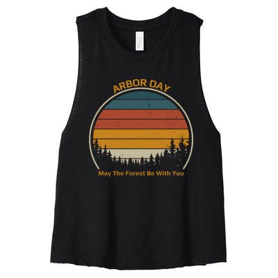 Vintage Retro Arbor Day Women's Racerback Cropped Tank