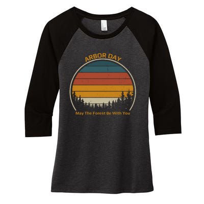 Vintage Retro Arbor Day Women's Tri-Blend 3/4-Sleeve Raglan Shirt