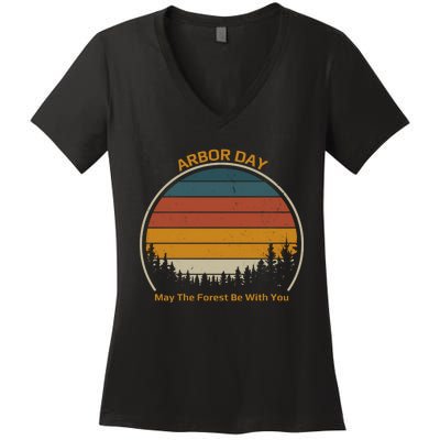 Vintage Retro Arbor Day Women's V-Neck T-Shirt