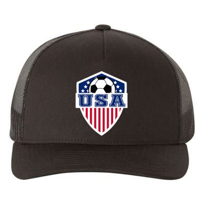 Vintage Retro American Football USA Soccer USA Flag Yupoong Adult 5-Panel Trucker Hat