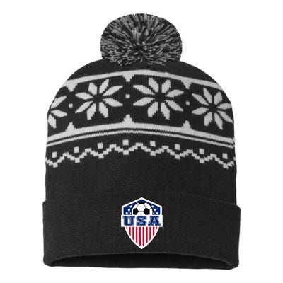 Vintage Retro American Football USA Soccer USA Flag USA-Made Snowflake Beanie