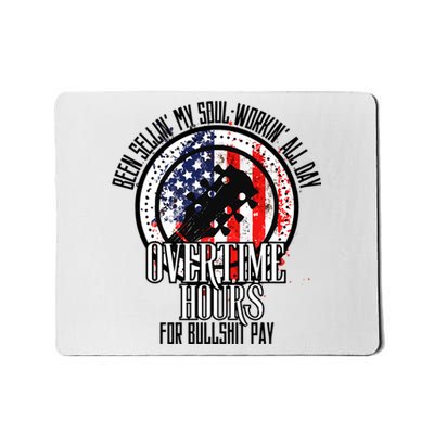 Vintage Retro America Flag Overtime Hours For Bull Pay Mousepad