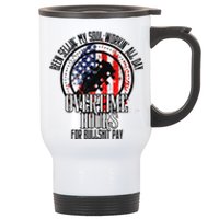 Vintage Retro America Flag Overtime Hours For Bull Pay Stainless Steel Travel Mug