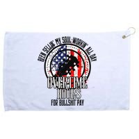 Vintage Retro America Flag Overtime Hours For Bull Pay Grommeted Golf Towel