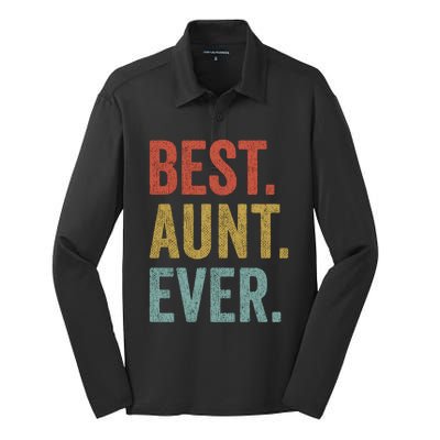 Vintage Retro Aunt Present Idea Best Aunt Ever Great Gift Silk Touch Performance Long Sleeve Polo