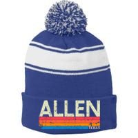 Vintage Retro Allen Texas Distressed Souvenir Funny Gift Stripe Pom Pom Beanie