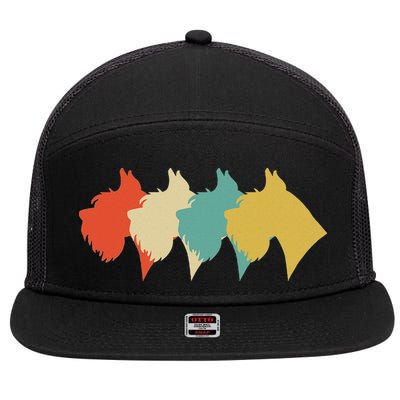 Vintage Retro Art Schnauzer 7 Panel Mesh Trucker Snapback Hat