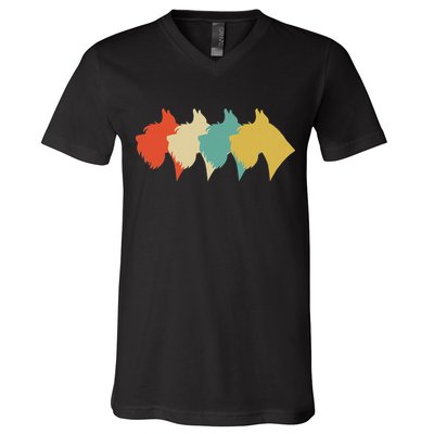 Vintage Retro Art Schnauzer V-Neck T-Shirt