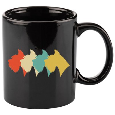Vintage Retro Art Schnauzer 11oz C Handle Ceramic Mug