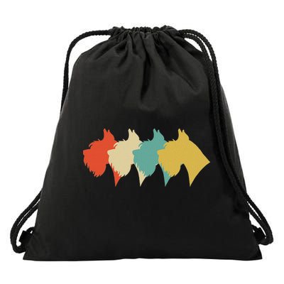 Vintage Retro Art Schnauzer Drawstring Bag