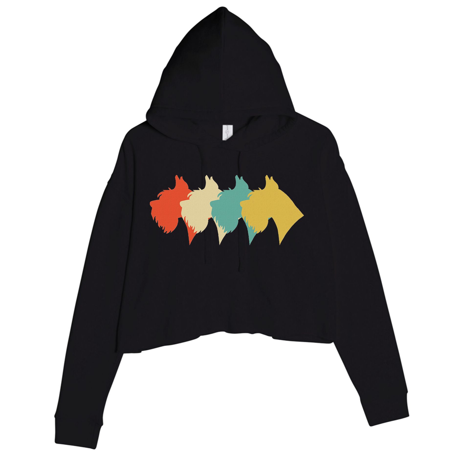 Vintage Retro Art Schnauzer Crop Fleece Hoodie
