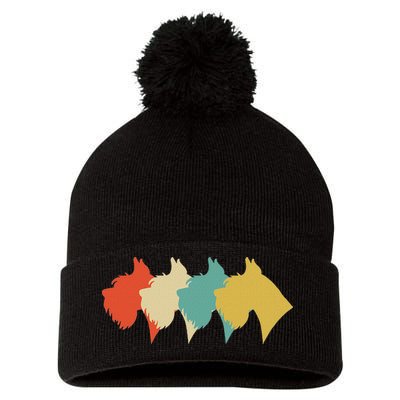 Vintage Retro Art Schnauzer Pom Pom 12in Knit Beanie