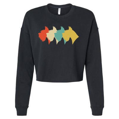 Vintage Retro Art Schnauzer Cropped Pullover Crew