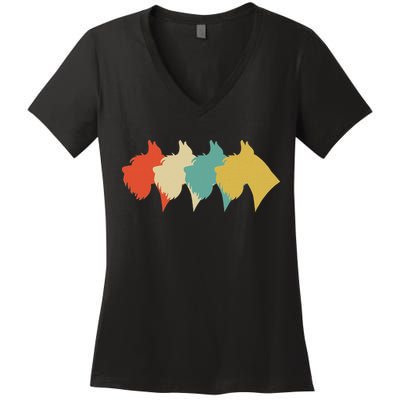 Vintage Retro Art Schnauzer Women's V-Neck T-Shirt