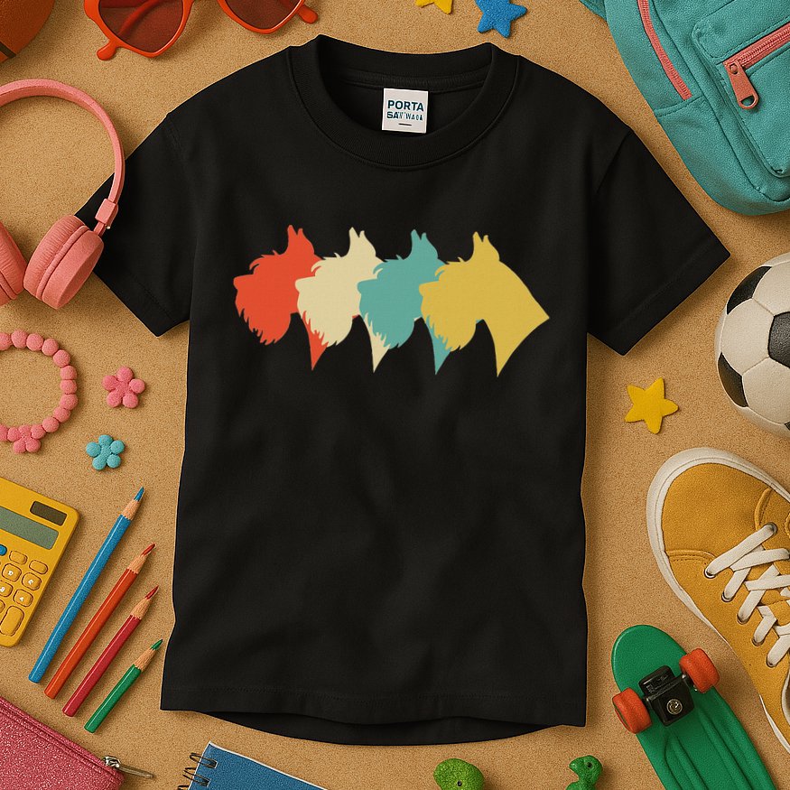 Vintage Retro Art Schnauzer Kids T-Shirt