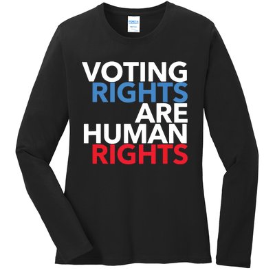 Voting Rights Are Human Rights (Red, White, Blue) Ladies Long Sleeve Shirt