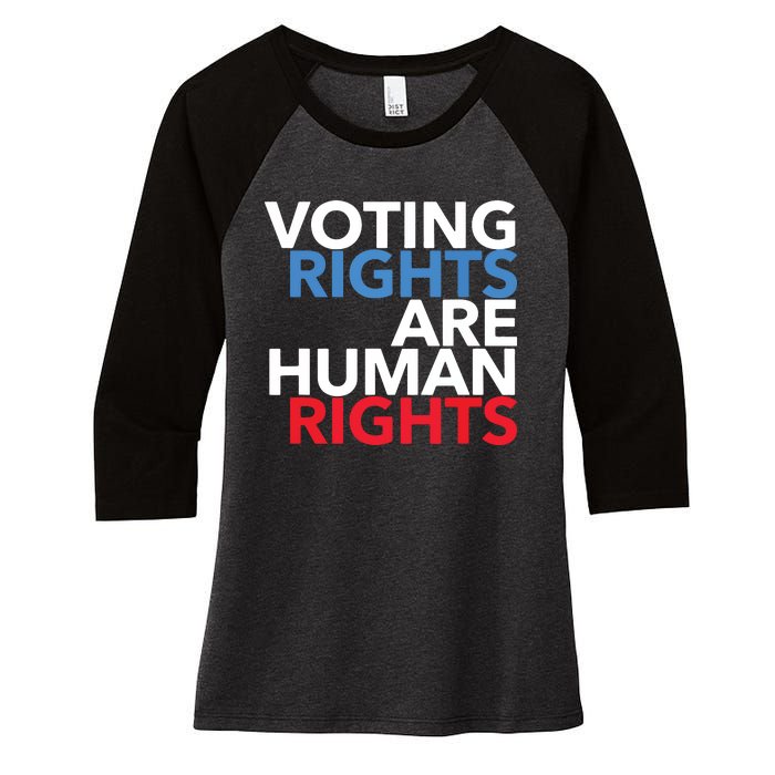 Voting Rights Are Human Rights (Red, White, Blue) Women's Tri-Blend 3/4-Sleeve Raglan Shirt