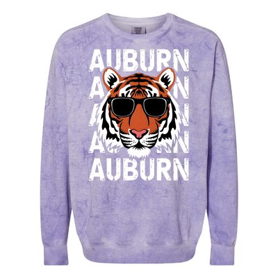 Vintage Retro Auburn Style Classic Tiger With Sunglasses Colorblast Crewneck Sweatshirt