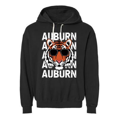Vintage Retro Auburn Style Classic Tiger With Sunglasses Garment-Dyed Fleece Hoodie