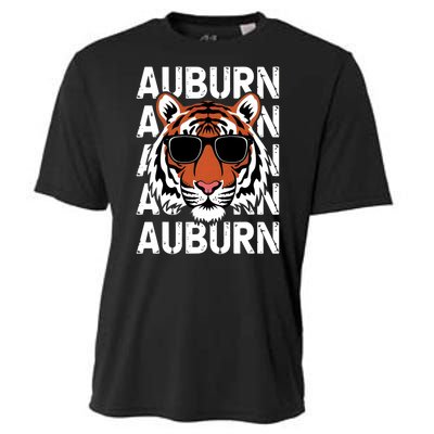 Vintage Retro Auburn Style Classic Tiger With Sunglasses Cooling Performance Crew T-Shirt