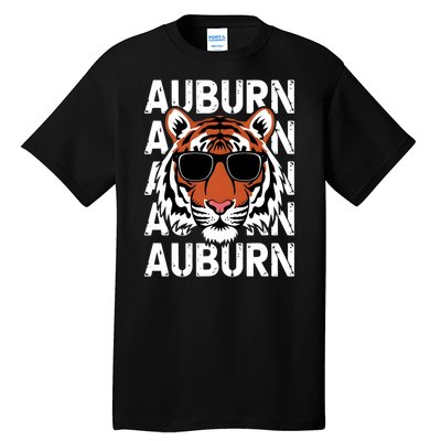 Vintage Retro Auburn Style Classic Tiger With Sunglasses Tall T-Shirt