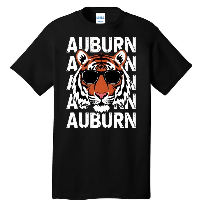 Vintage Retro Auburn Style Classic Tiger With Sunglasses Tall T-Shirt