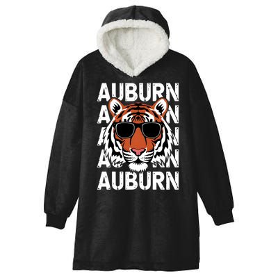 Vintage Retro Auburn Style Classic Tiger With Sunglasses Hooded Wearable Blanket