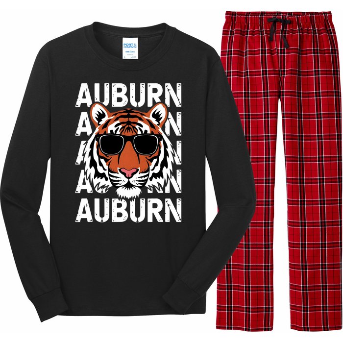 Vintage Retro Auburn Style Classic Tiger With Sunglasses Long Sleeve Pajama Set