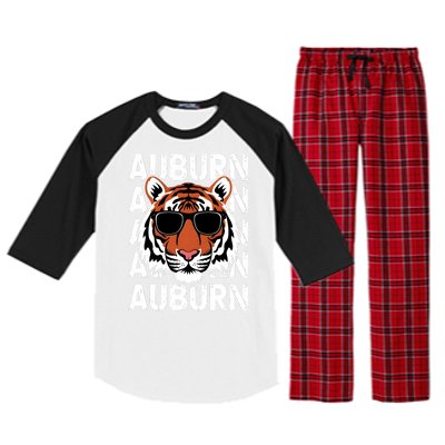 Vintage Retro Auburn Style Classic Tiger With Sunglasses Raglan Sleeve Pajama Set