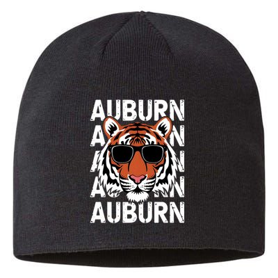 Vintage Retro Auburn Style Classic Tiger With Sunglasses Sustainable Beanie