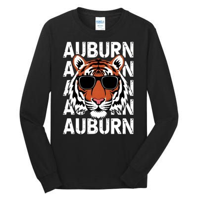 Vintage Retro Auburn Style Classic Tiger With Sunglasses Tall Long Sleeve T-Shirt