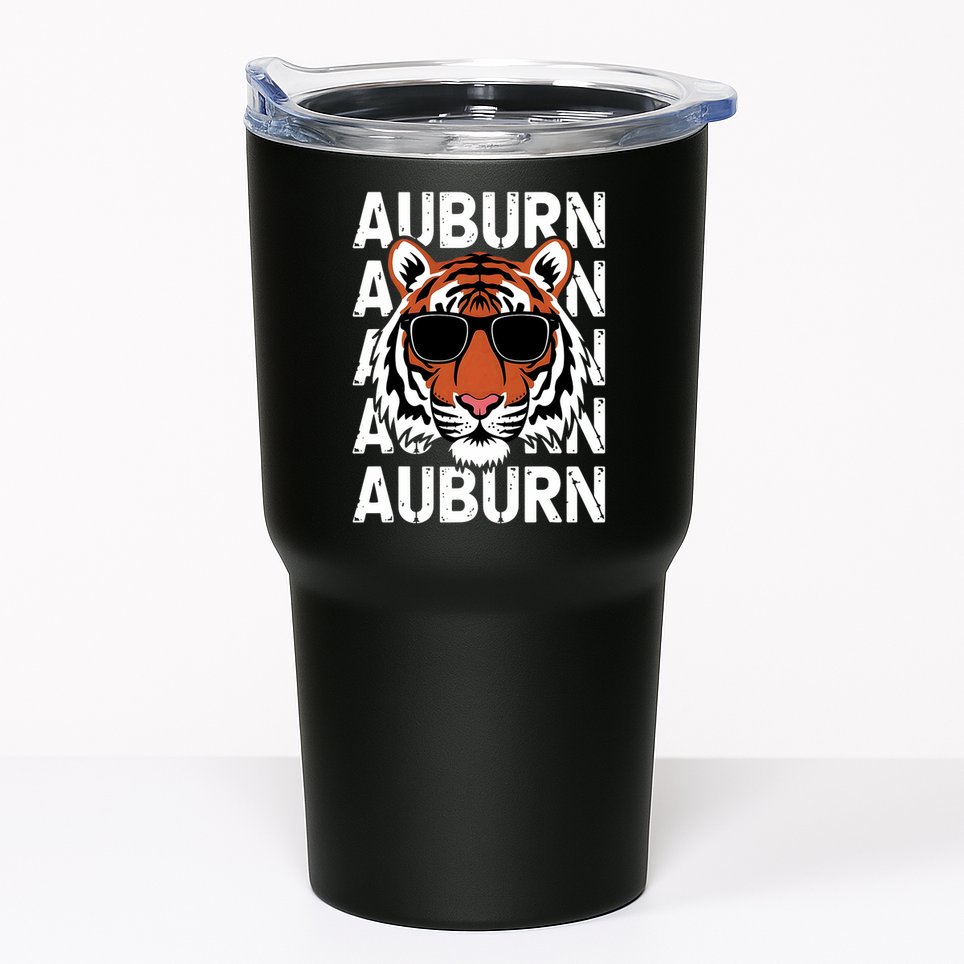 Vintage Retro Auburn Style Classic Tiger With Sunglasses Tumbler