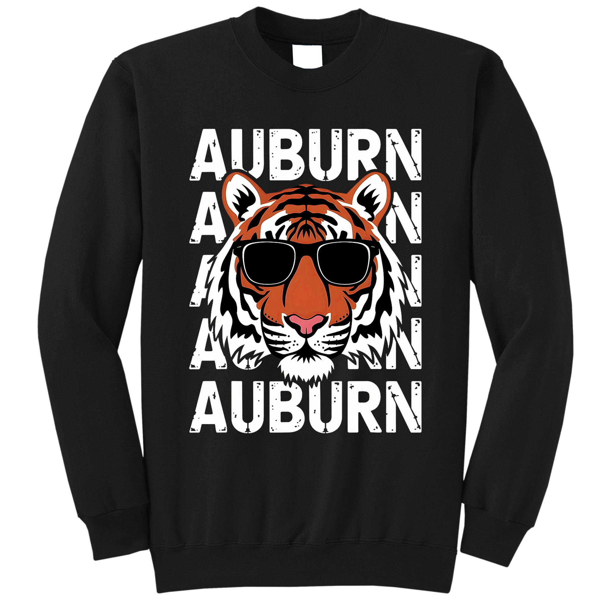 Vintage Retro Auburn Style Classic Tiger With Sunglasses Tall Sweatshirt
